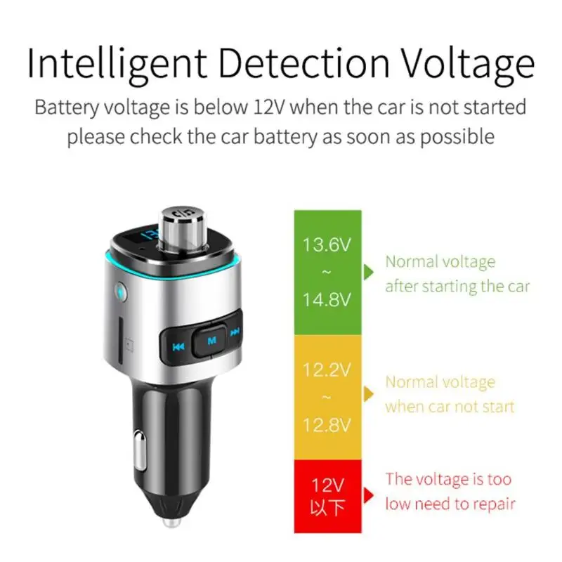 Bluetooth 4,2 Беспроводное зарядное устройство Dual QC3.0 USB телефон Зарядное устройство Blutooth автомобильный FM трансмиттер MP3 плеер Авто аксессуары