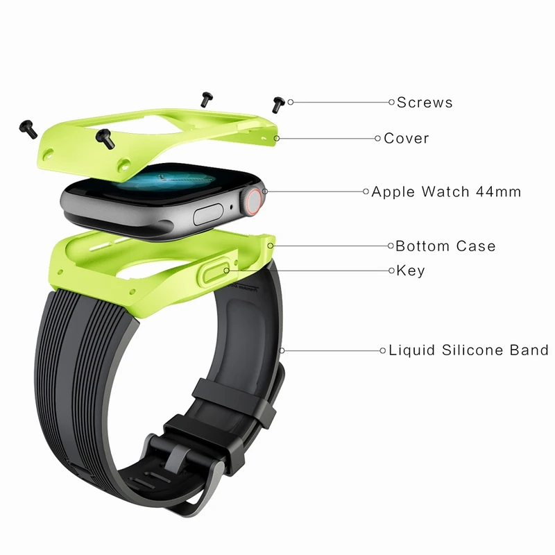 Спортивный силиконовый ремешок с защитным чехлом для Apple Watch серии 4 44 мм