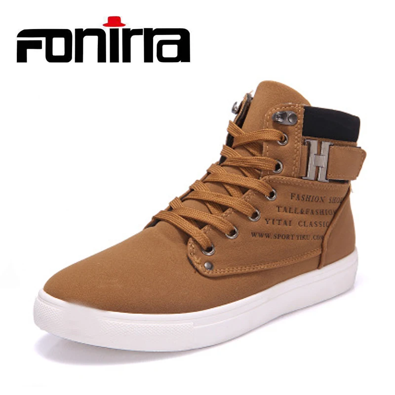 FONIRRA New 2019 Retro Style Men Casual Shoes Spring Autumn Vintage Low Boots Lace Up High Top Plus Size 38-47 180 | Обувь