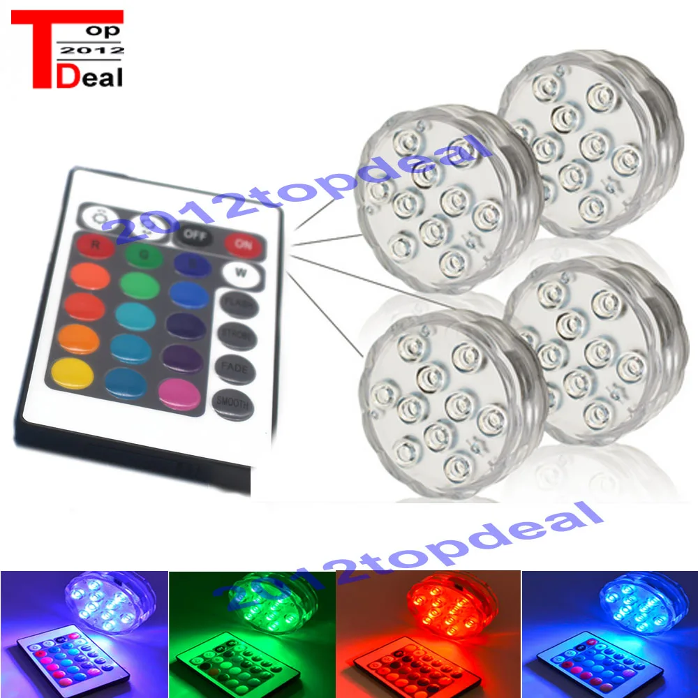 Погружной подводный светодиодный RGB светильник 10 светодиодов питание от