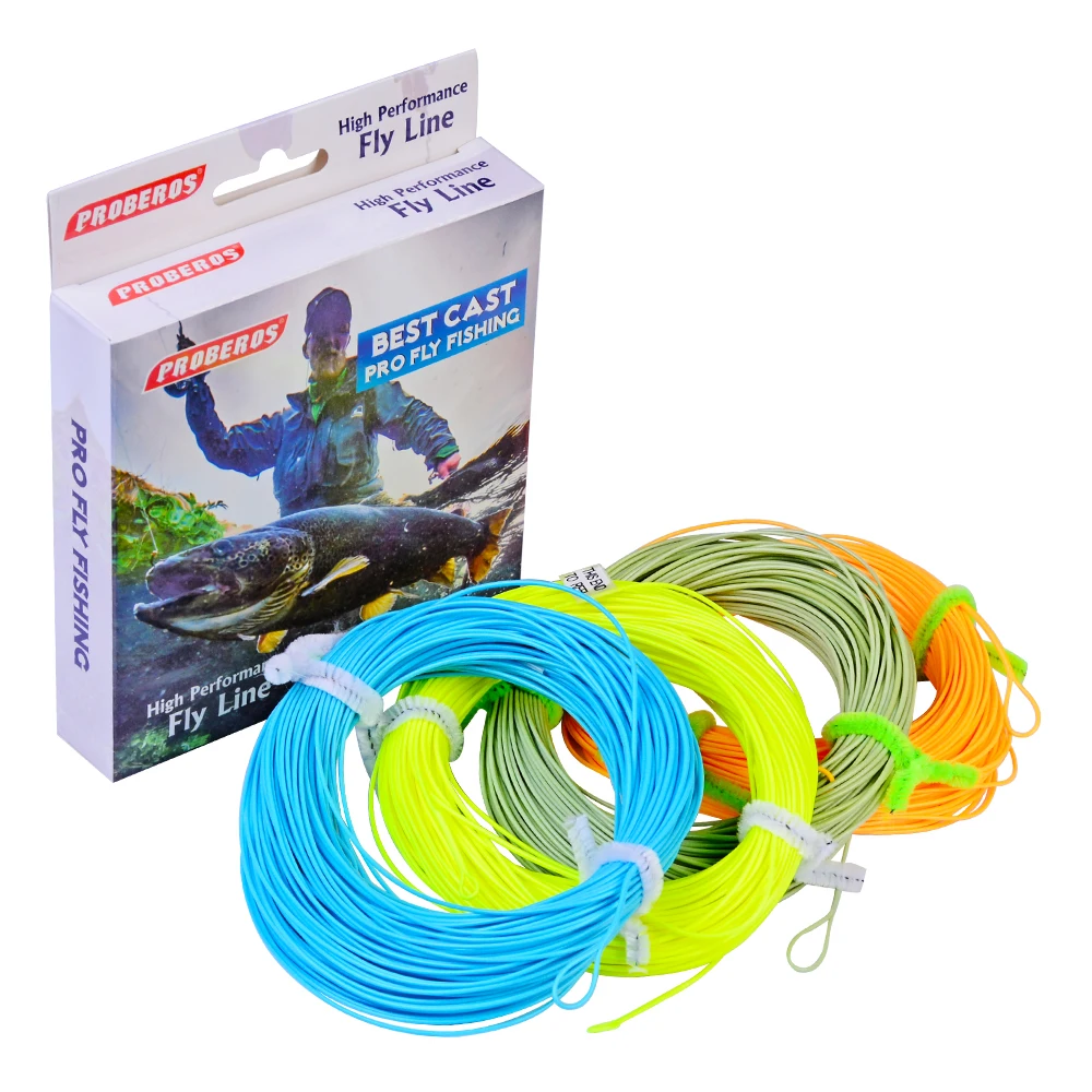 PROBEROS 100FT Вес вперед плавающая Летающая леска WF 2F/3F/4F/5F/6F/7F/8F Fly Line серо