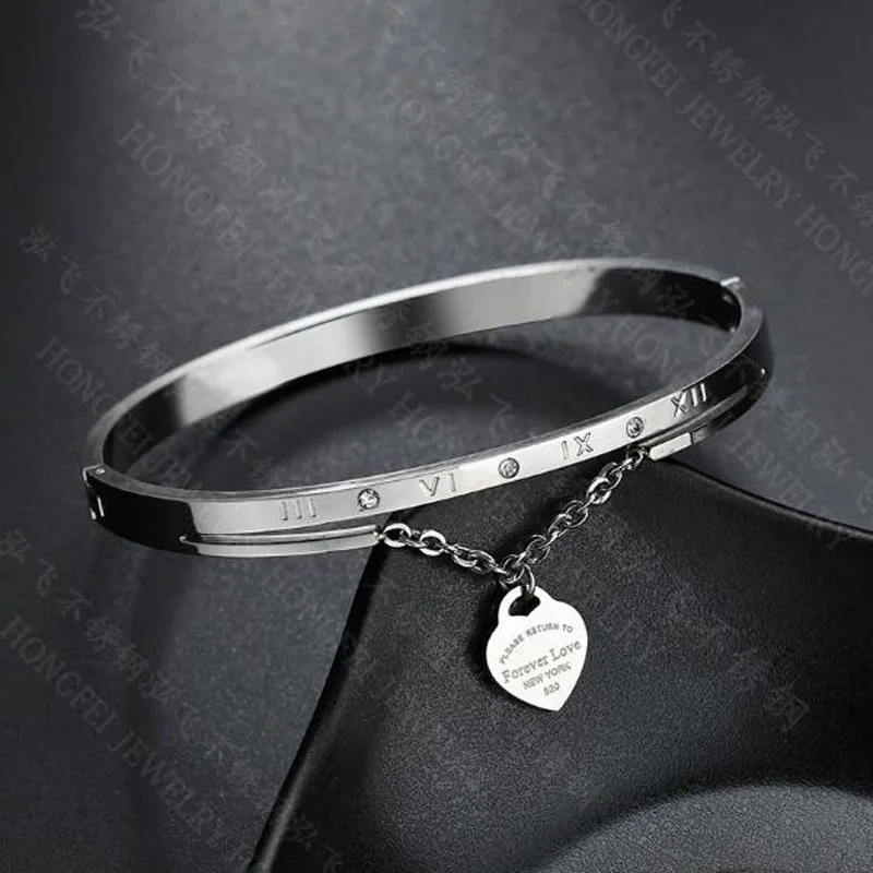 New Rome Digital Rose Golden Stainless Steel Bracelet Forever Love Hanging Hand Jewelry | Украшения и аксессуары