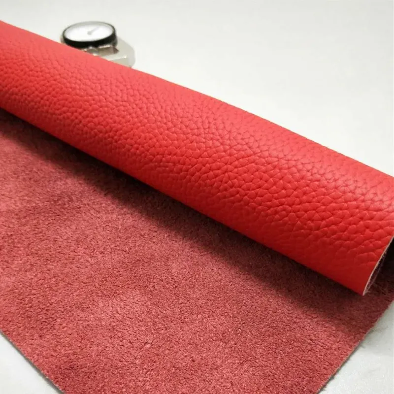 Первый слой из воловьей кожи ручной работы Diy кожаная ткань Wwine Red