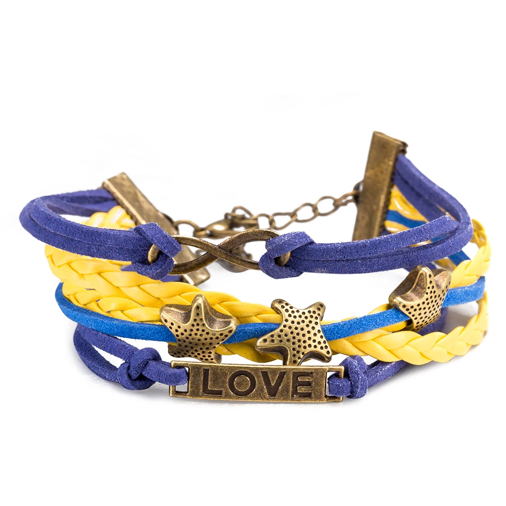 2017 Топ Pulseira тканые кожаный браслет звезды любят сплав Для женщин Повседневное