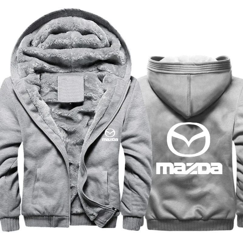 Мужские толстовки с капюшоном с логотипом Mazda Car, мужская куртка с капюшоном, повседневные зимние Утепленные флисовые хлопковые куртки на молнии, мужские спортивные костюмы