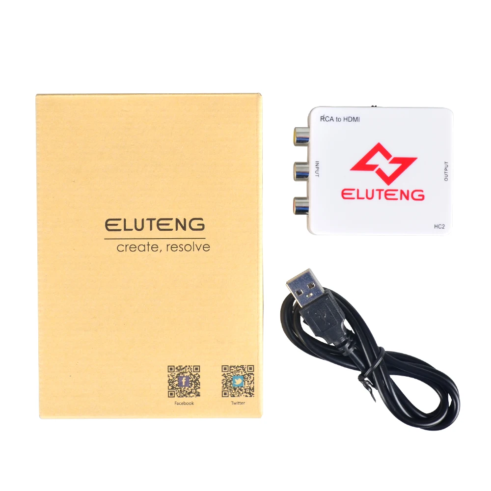 ELUTENG AV to HDMI Converter 3 RCA CVBS Composite Audio Video Adapter Upscaler 1080P Support HDCP PAL NTSC for Wii TV PS4 etc |
