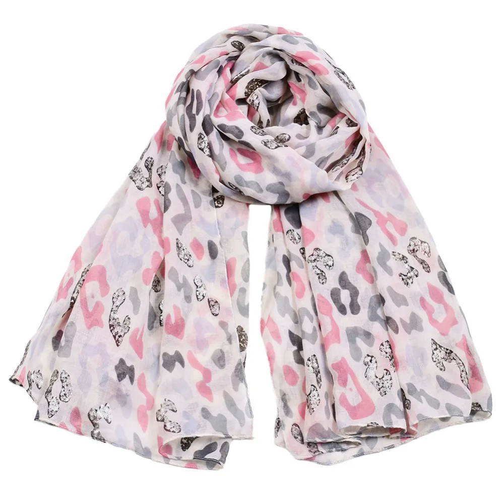 2019 Fashion Cotton Leopard Print Fringe Scarves Shawls Long Silver Foil Wrap Hijab 6 Color 10pcs/LOT Free Shipping |