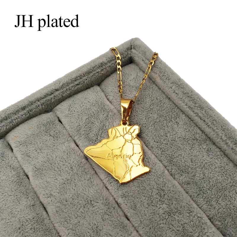 Ожерелье с подвеской в виде карты Алжира JHplated модные ювелирные изделия золотого