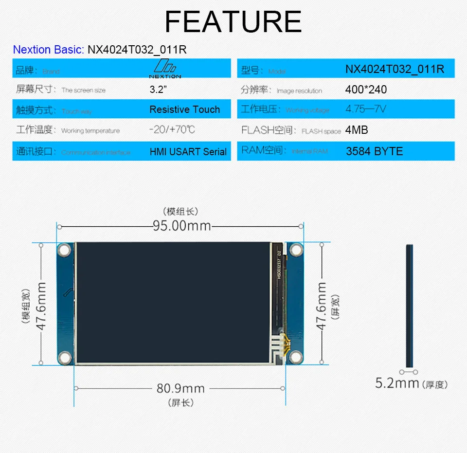 3," NX4024T032 Nextion Basic HMI Smart USART UART серийный резистивный сенсорный TFT ЖК-модуль панель дисплея для Arduino RaspBerry Pi
