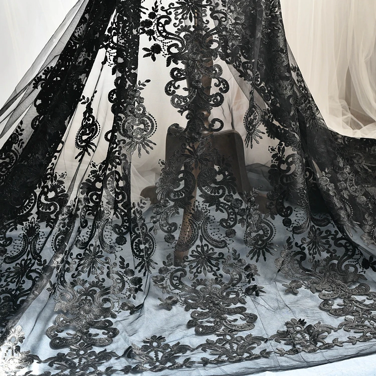 

150cm width Palace embroidered lace gauze cloth wedding dress handmade diy fabric high fashion clothing accessories