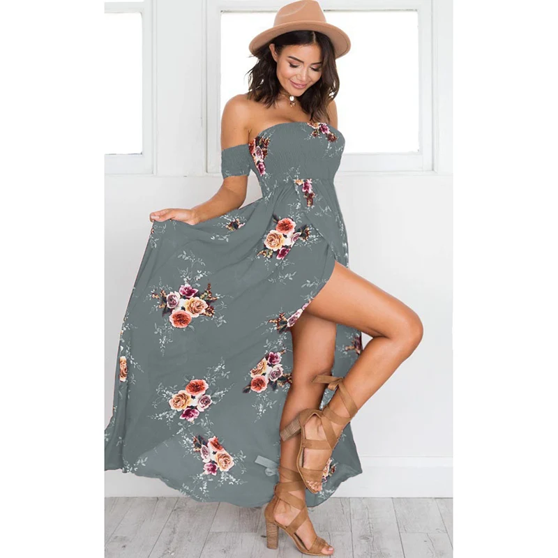 Летнее платье 2020 Boho пол Длина длинное для женщин с открытыми плечами сексуальное