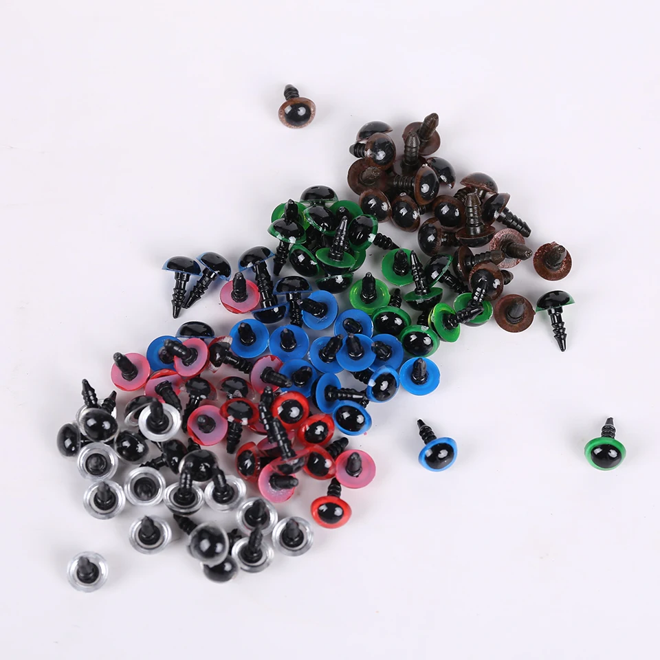 Allaosify 100pcs 10mm multicolor Plastic Craft Safety Eyes for Teddy Bear Stuffed Doll Animal Amigurumi DIY Accessories