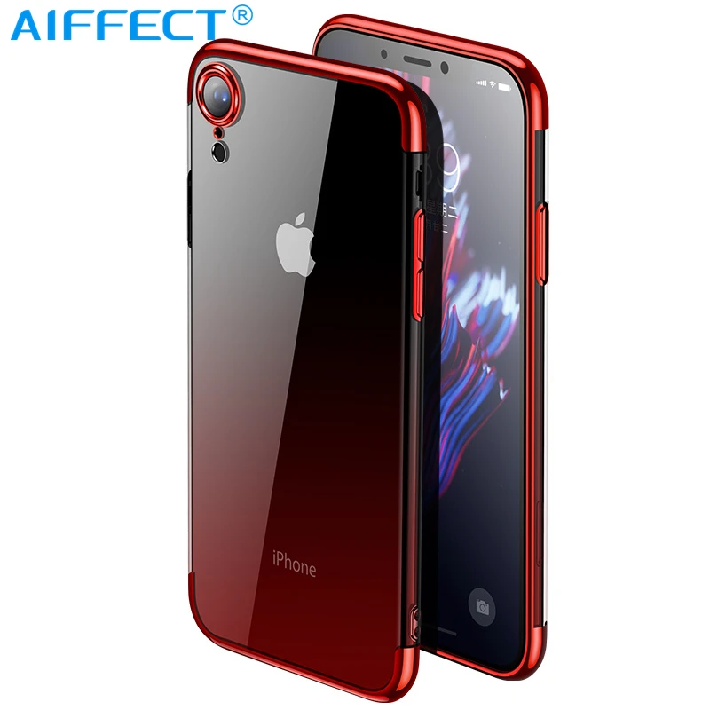 AIFFECT Gradient Plating Case for iPhone Xr XS Max Cover Transparent Silicone Luxury Aurora Soft TPU Phone |