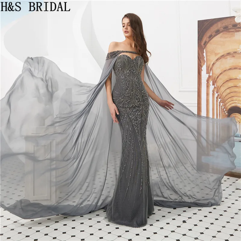 H&ampS Bridal Sweetheart Evening Dress Luxury Beading Sleeveless Women Formal Arabic Gown With Chiffon Bolero Robe De Soiree | Свадьбы и