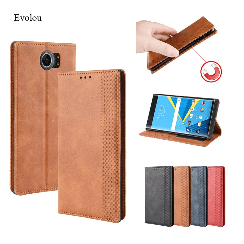

Flip Magnetic leather cover for blackberry Key2 case Book Wallet Vintage case for Blackberry PRIV schockproof phone cover
