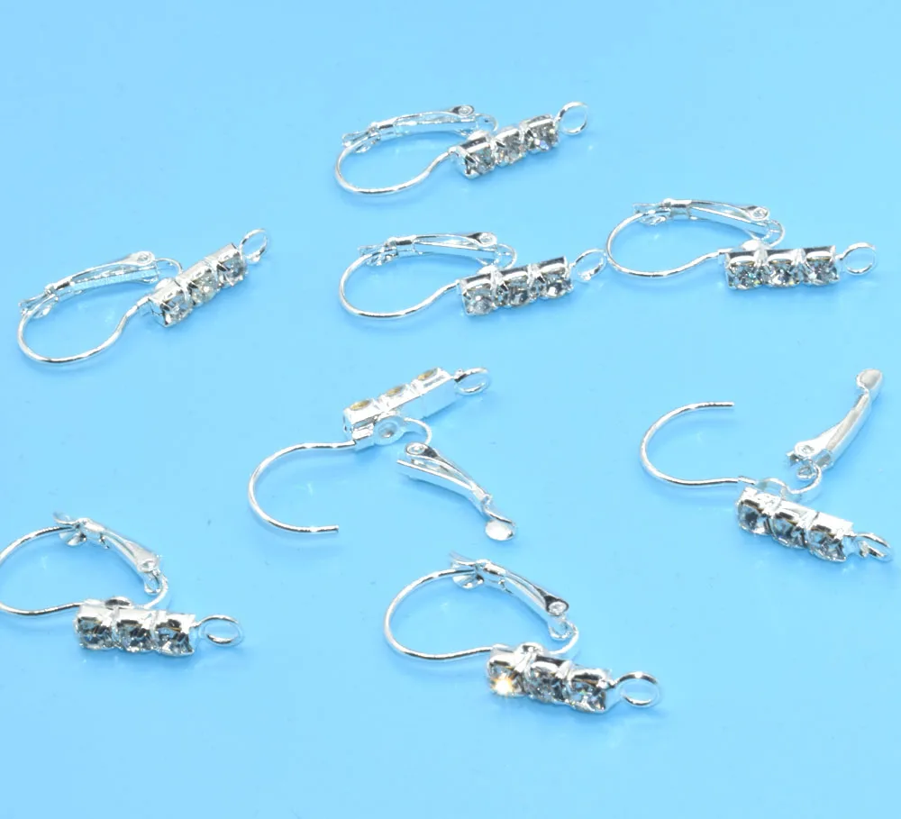 50 шт 3 таблетки кристалла/Лот Серебряный Цветной Медный металлический зажим серьги отверстие 13*29 мм Diy серьги крюк ремесло ювелирные изделия