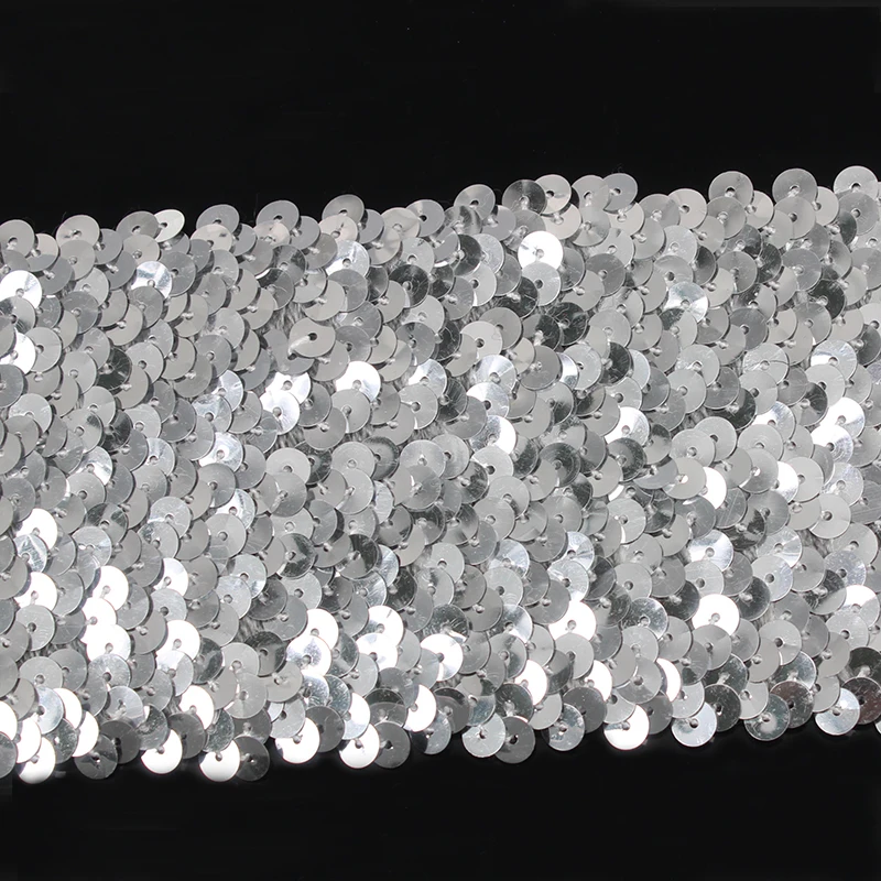 10 ярдов 9 ряд бисерные серебряные блестки эластичная Эластичная отделка Кружева