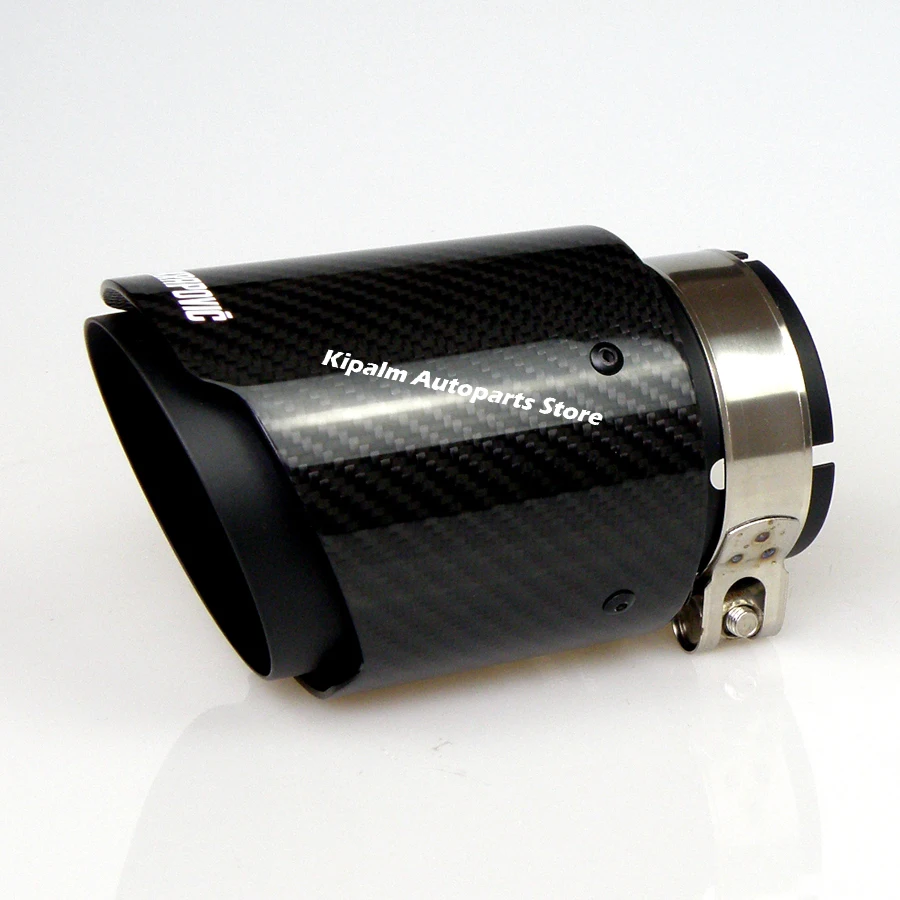 Универсальный Akrapovic углеродное волокно автомобиля выхлопная труба глушитель наконечник Глянцевая саржа углеродного волокна крышка+ черное покрытие нержавеющая сталь