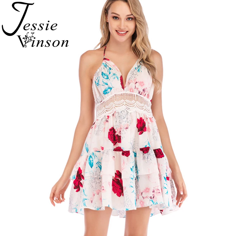 Женское пляжное платье Jessie Vinson кружевная туника с цветочным рисунком и открытой
