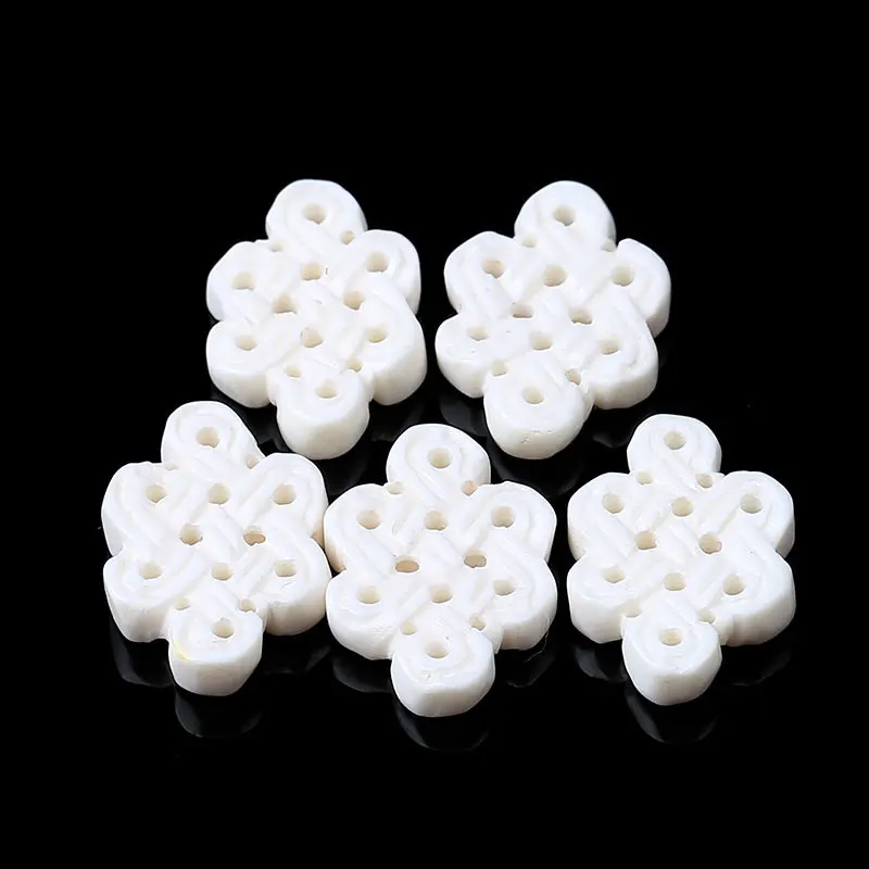 

TSB0104 Tibetan Yak Bone Hand Carved Endless Knots Beads Multi Colors 5pcs lot