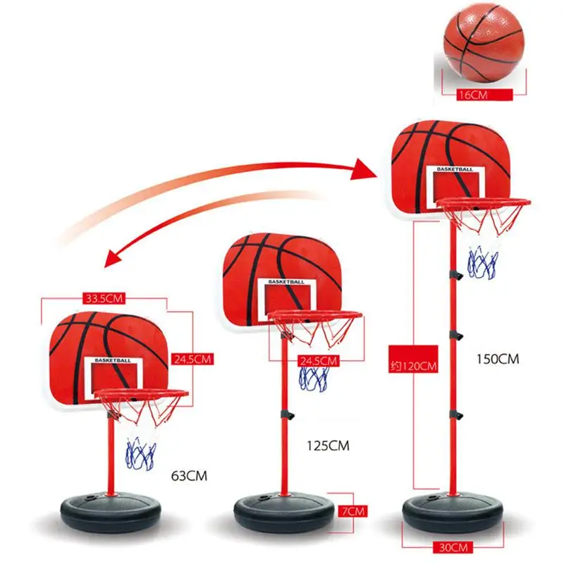 Children Kids 150cm Adjustable Basketball Toy Playset with Back Board Stand Rack Inflator and Installation Wrench | Спорт и
