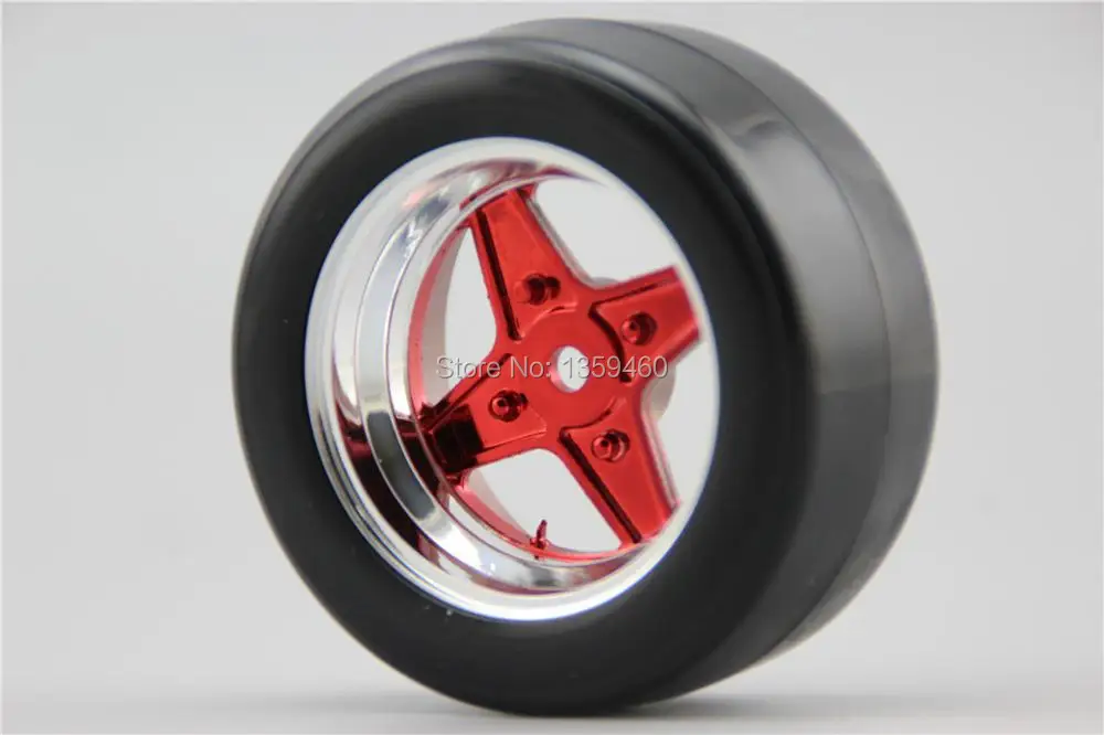 4 шт. RC жесткие шины для дрифта обод колеса с шиной Classic3CR 6 мм офсет (хром + красная