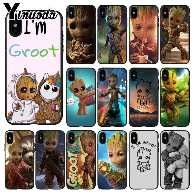 Yinuoda I am Groot черный мягкий чехол для телефона iPhone X XS MAX 6 6S 7 7plus 8 8Plus 5 5S