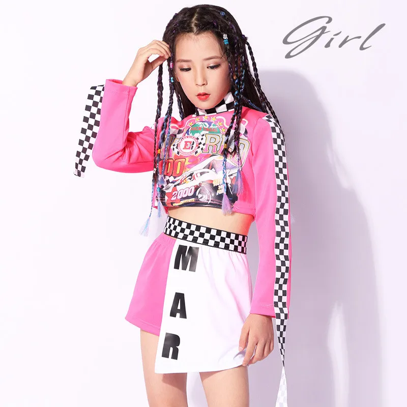 

Kids Hip Hop Dance Costumes Sets 2019 Girls Pink Catwalk Show Two-piece Suits Children's Girls Polyester Performance Stage Wear