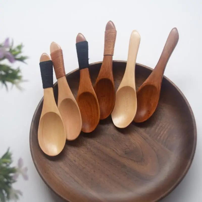 

Japan Style Eco-Friendly Wooden Spoon Utensil Short Kitchen Cooking Sugar Salt Small Spoons Free Shipping LX4554