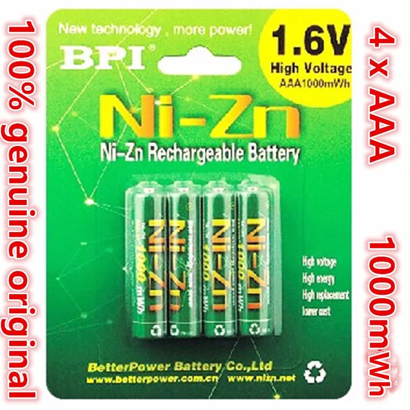 4 шт./лот оригинальный новый BPI AAA 1000 МВтч 1 6 в 5 NI Zn NIZN aaa низкий саморазряд