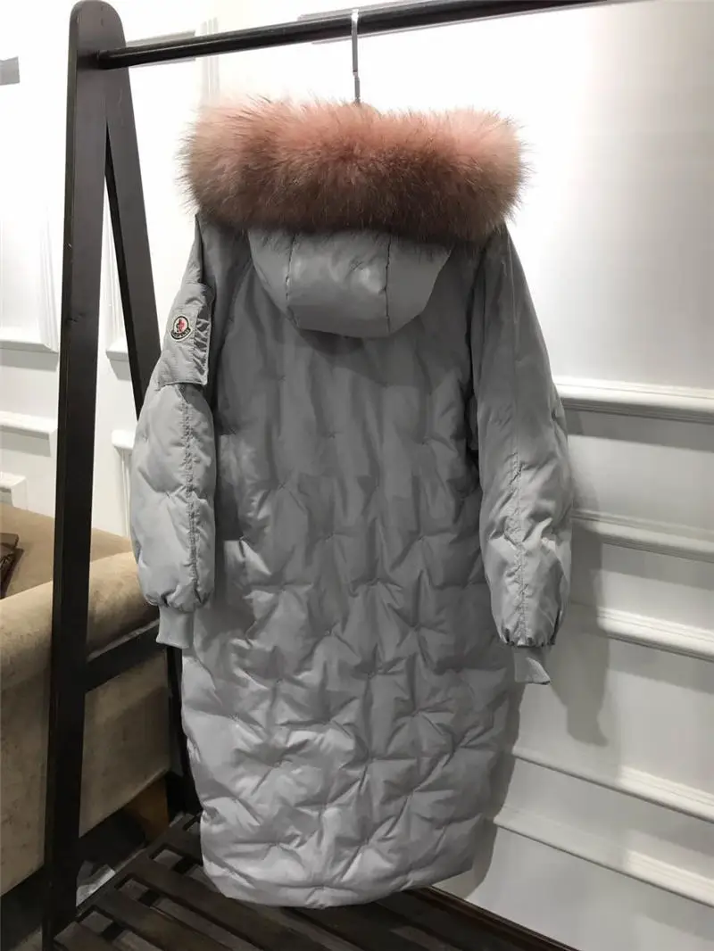 Пуховик женский с капюшоном из натурального меха енота|outwear women|outwear coatoutwear parkas |