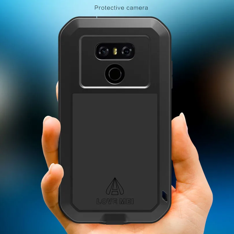 Чехол для LG G6 G5 G4 G3 V20 V10 Оригинал LOVE MEI алюминиевый металл + стекло Gorilla Shock Drop