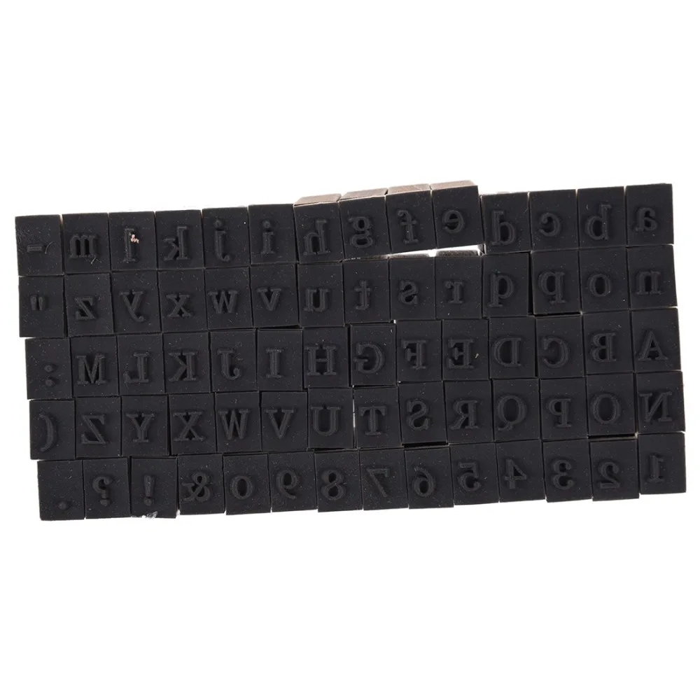Pack of 70pcs Rubber Stamps Set Vintage Wooden Box Case Alphabet Letters Number Craft (No Ink Pad Included) | Канцтовары для офиса