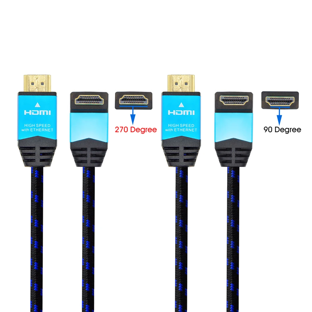 DREMAKE HDMI 90 градусов под прямым углом HDMI мужчин и женщин HDMI кабель аудио и видео Поддержка 3D 4K HDR 1 м 2 м для проектора XBox 360