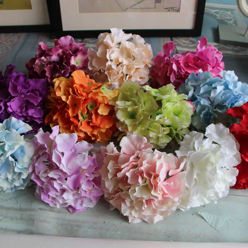 Искусственные цветы 12 веток яркие европейские большого размера Гортензия