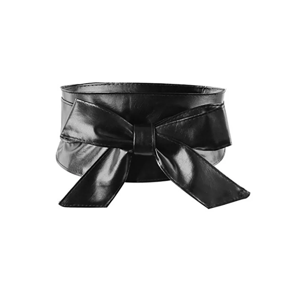 Модный женский элегантный пояс из искусственной кожи с бантиком широкий корсет