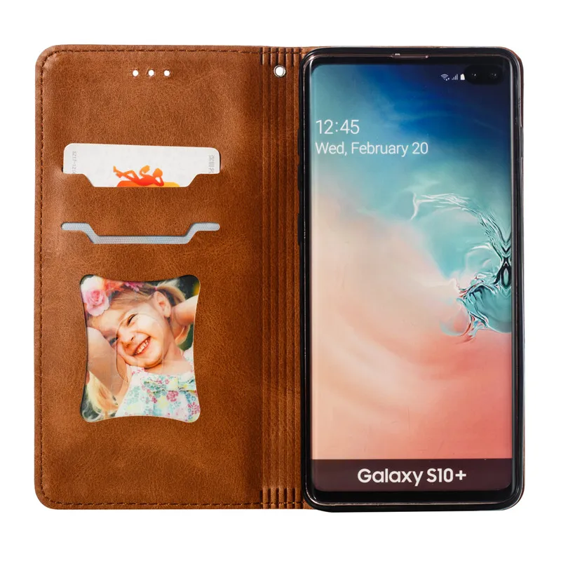Кожаный флип чехол на молнии для samsung Galaxy S10 5G A70 A50 A40 A30 Note 9 8 S10e S9 S8 Plus S7 edge Магнитный