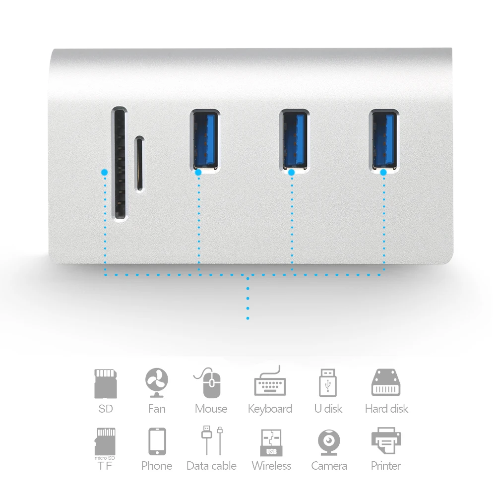 multi usb 3.0 hub 3 port adapter splitter Power Interface SD TF Card Reader for MacBook Air computer laptop pc accessories | Компьютеры и