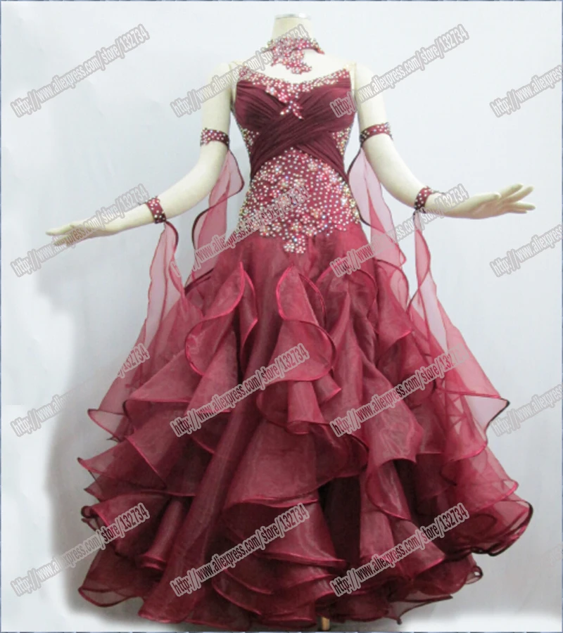 Женское платье для бальных танцев элегантное без бретелек с длинным рукавом