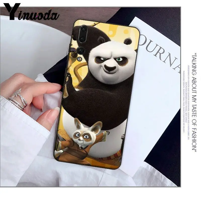 Yinuoda kungfu панда черный ТПУ Мягкий силиконовый чехол для телефона Haiwei P10 plus Honor 9 10 View
