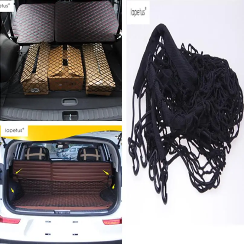 

Lapetus Accessories Fit For Hyundai Tucson 2016 - 2020 Car Trunk Luggage Storage Container Cargo Mesh Net Molding Cover Kit Trim