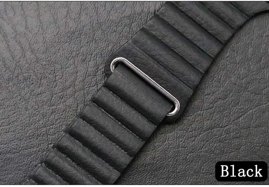 Black Кожаный ремешок-петля для Apple Watch 42 мм 44 мм наручный браслет Iwatch 4 3 2 1 40 мм 38 мм ремешок для часов Correa спортивный ремень браслет - Цвет ремешка: Black