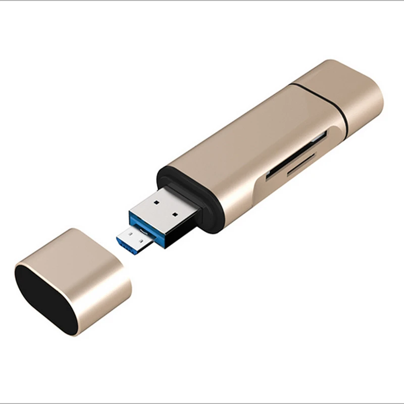 Кард-ридер Larryjoe Mini 3 в 1 устройство для чтения карт памяти с USB Type C Micro на 2 слота SD TF