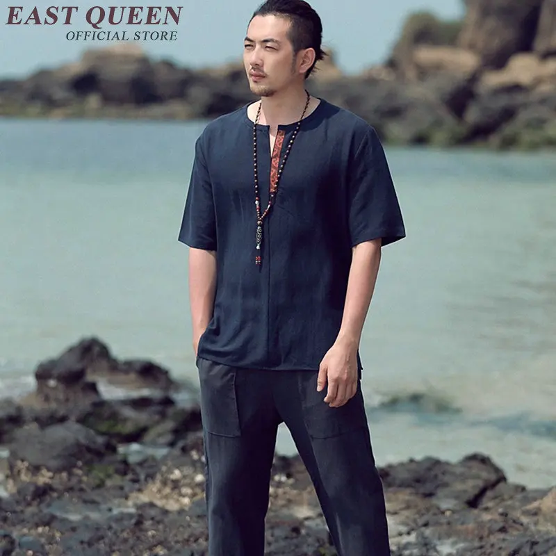 Традиционная китайская одежда для мужчин мужская рубашка с китайским воротником