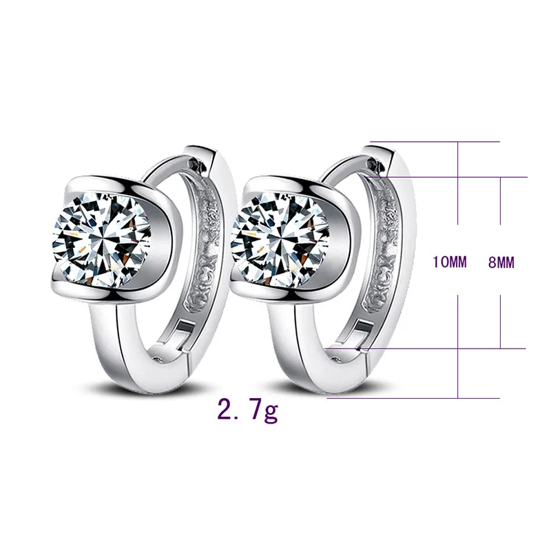 

New Trendy Alloy Silver Color Geometric Crystal Circle Small Loop Huggies Stud Earrings For Women Jewelry Accessories