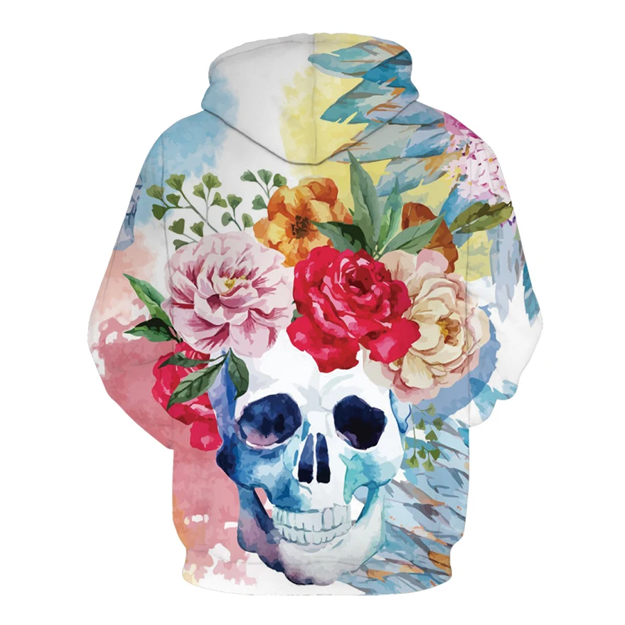2018 Новая мода толстовка отдыха спортивная 3D печатных череп DH002 Толстовка Для
