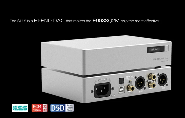 SMSL SU-8 ES9038Q2M* 2 32 бит/768 кГц DSD512 ЦАП USB/оптический/коаксиальный декодер RCA/XLR выход поставляется с пультом дистанционного управления