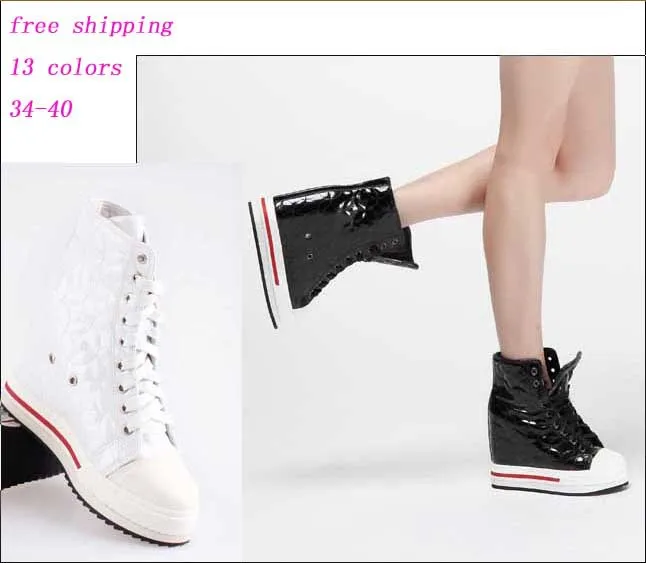 Новое поступление 2018 женские ботинки со скрытым каблуком увеличивающие рост на