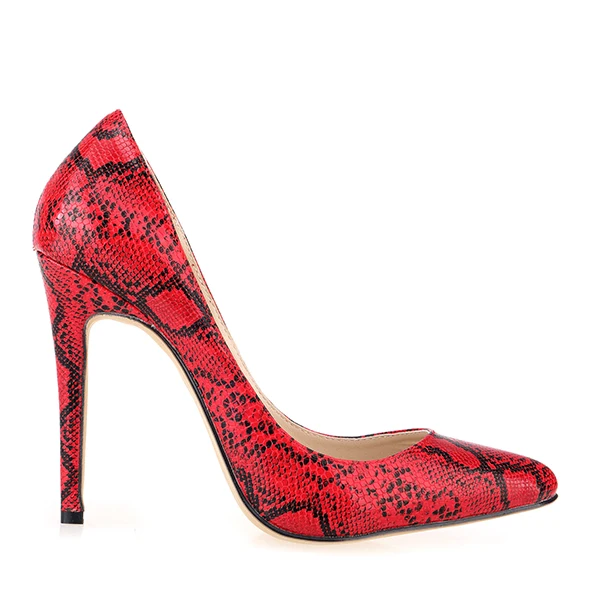 Red Snake Shoes Женские туфли-лодочки; обувь леопардовой расцветки; пикантные свадебные туфли на высоком каблуке с острым носком; женские офисные модельные туфли на шпильке; Повседневная вечерняя Обувь - Цвет: Red Snake Shoes
