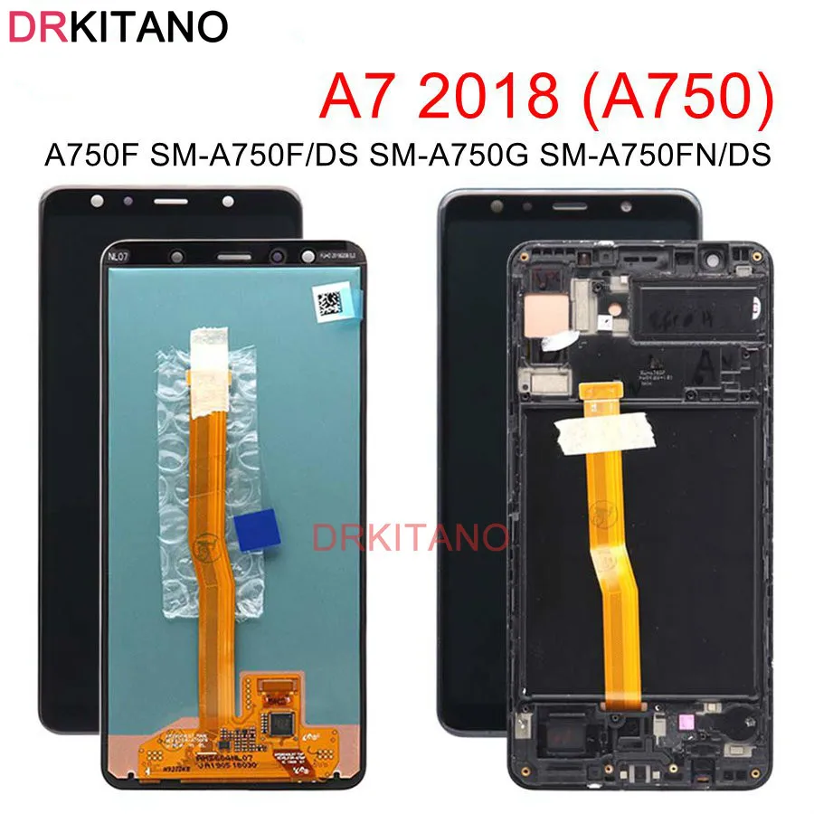 ЖК-дисплей для samsung GALAXY A7, сенсорный ЖК-дисплей с рамкой A750, SM-A750F, A750F, экран для samsung A7, ЖК-дисплей